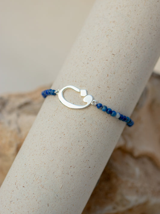 Blue Lapis Silver Letter Bracelet