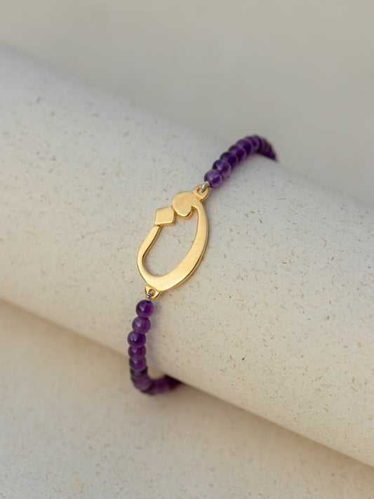 Purple Amethyst Gold Plated Letter Bracelet