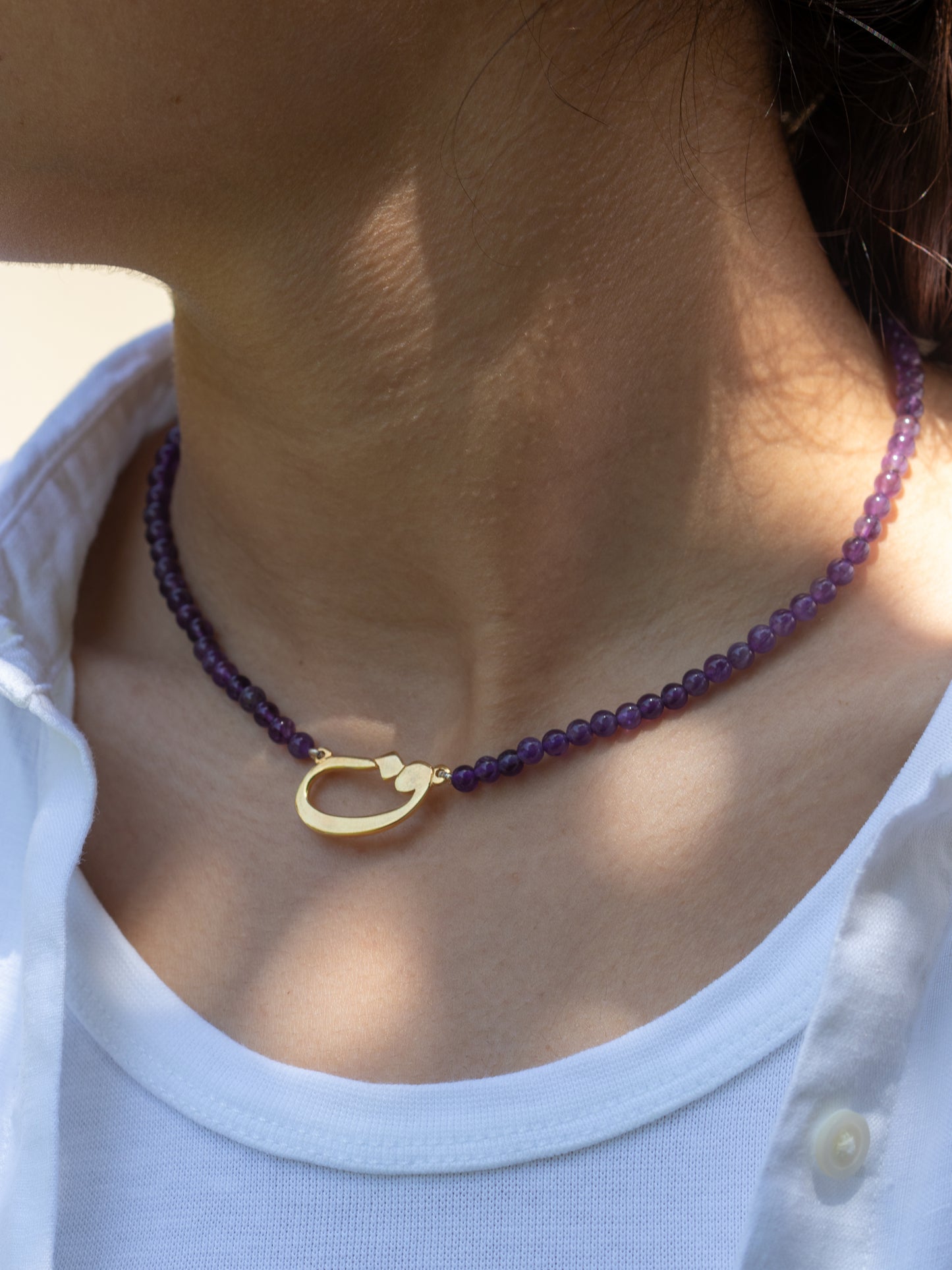 Purple Amethyst Gold Plated Letter Necklace