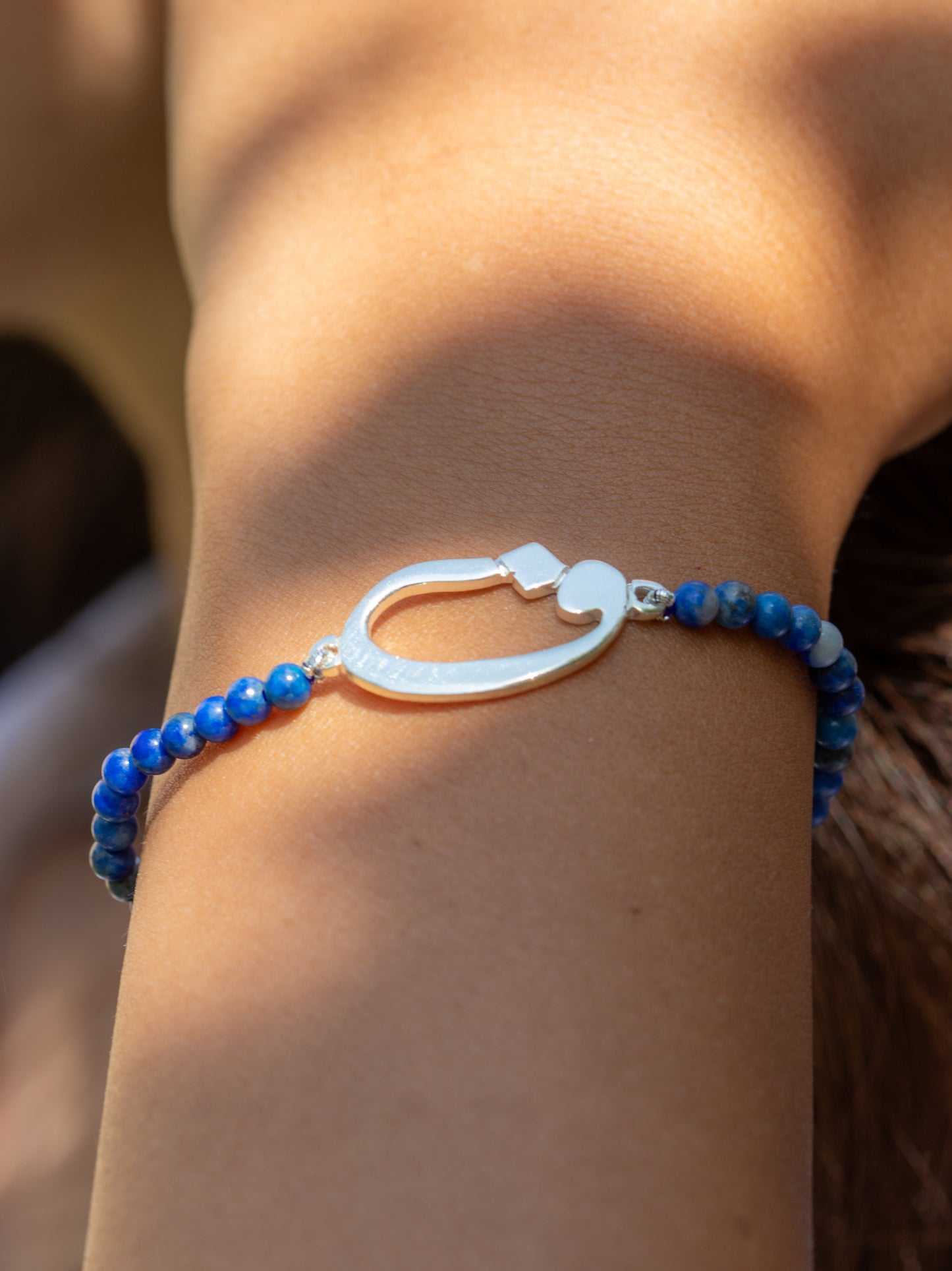 Blue Lapis Silver Letter Bracelet